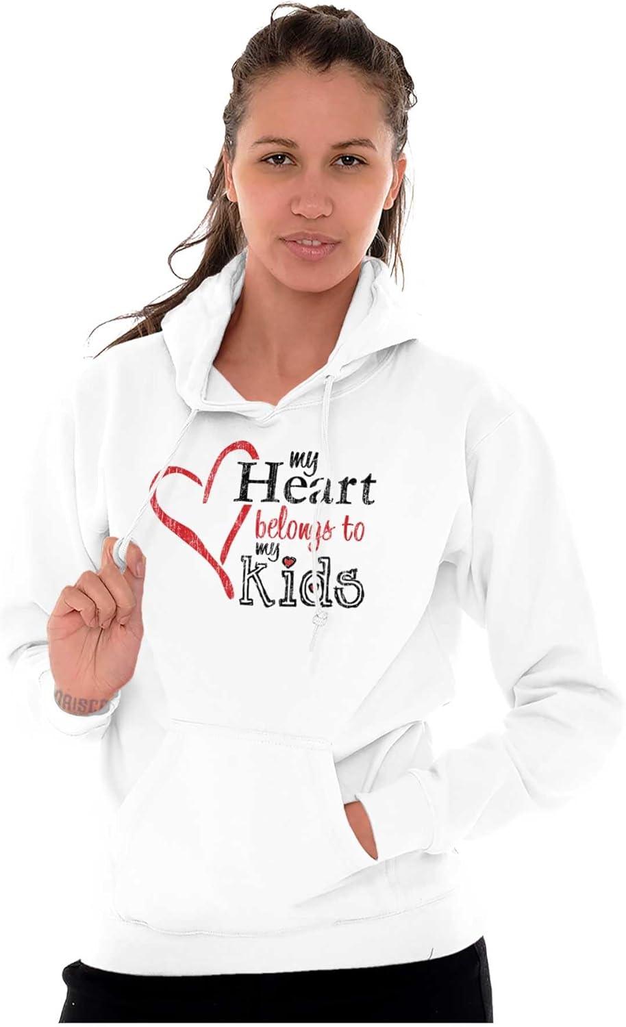 imageBrisco Brands My Heart Belongs to my Kids Cute Mom Hoodie Sweatshirt WomenWhite