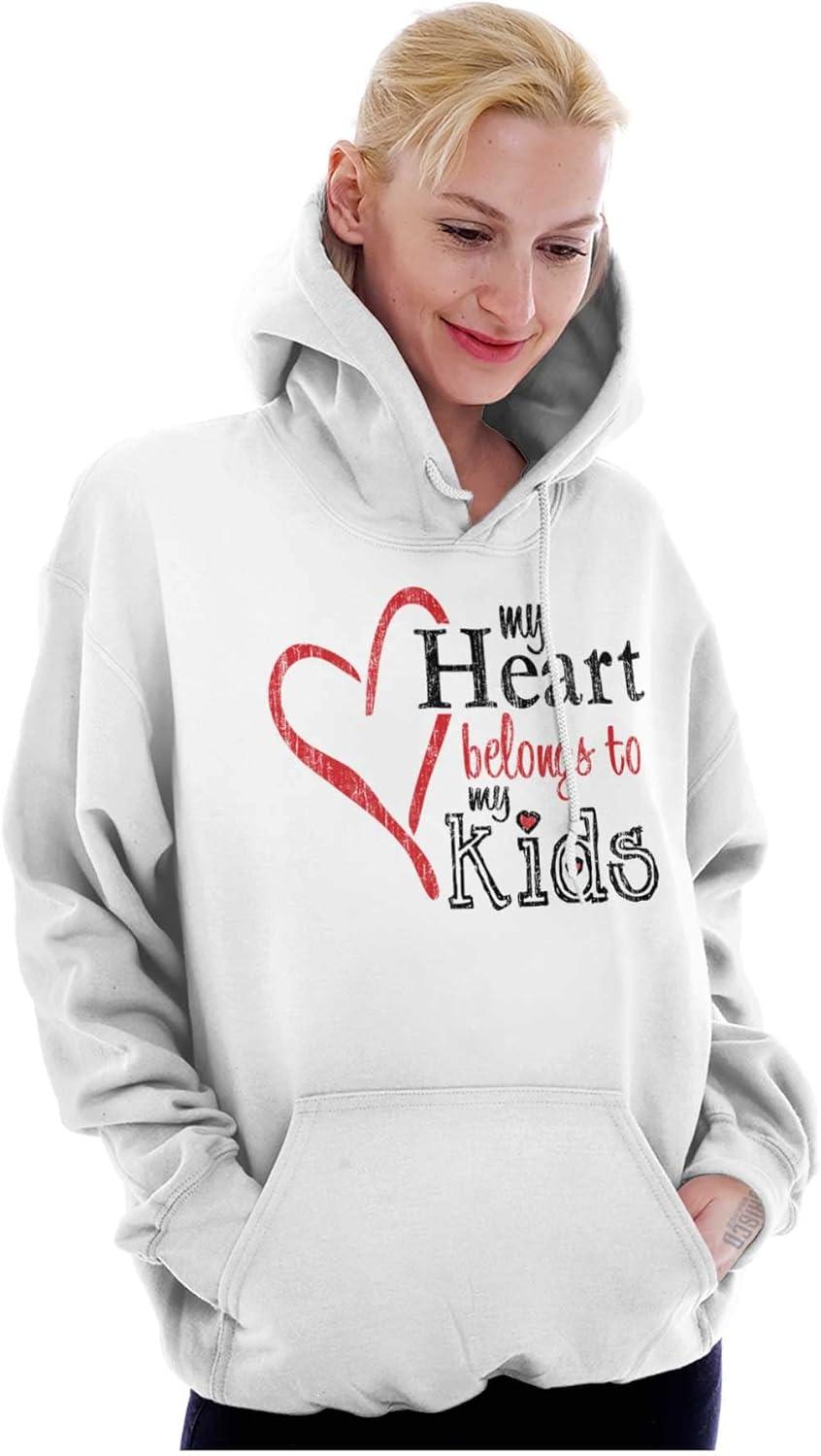 imageBrisco Brands My Heart Belongs to my Kids Cute Mom Hoodie Sweatshirt WomenWhite