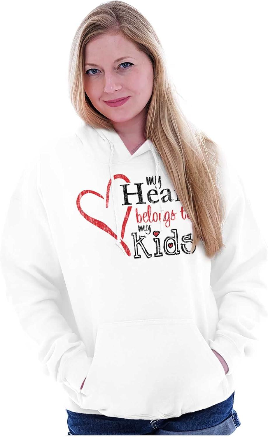 imageBrisco Brands My Heart Belongs to my Kids Cute Mom Hoodie Sweatshirt WomenWhite