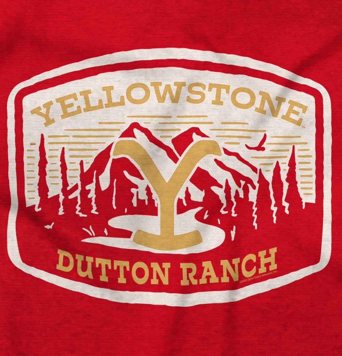 imageBrisco Brands Y Yellowstone Dutton Ranch Mountains Baby Romper Boys or GirlsRed