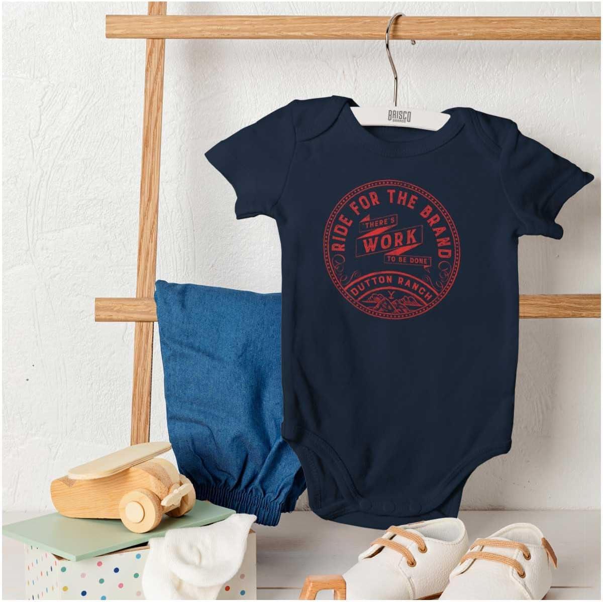 imageBrisco Brands Y Yellowstone Ranch Work To Be Done Baby Romper Boys or GirlsNavy