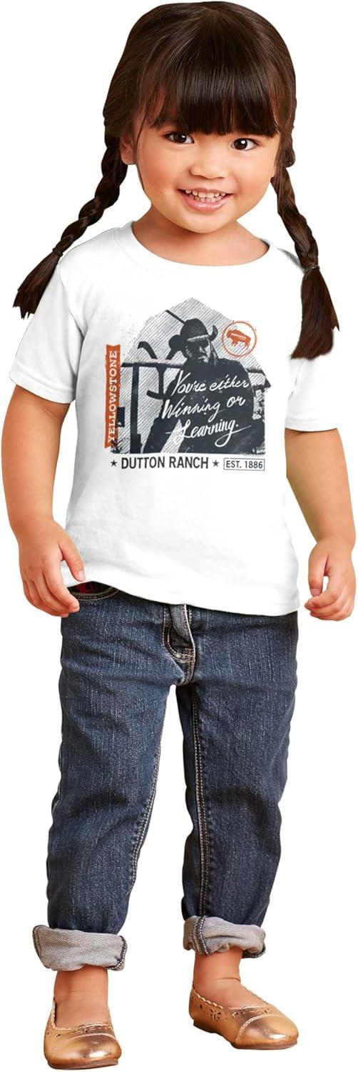 imageBrisco Brands Yellowstone Cowboy Winning or Losing Toddler Boy Girl T ShirtWhite