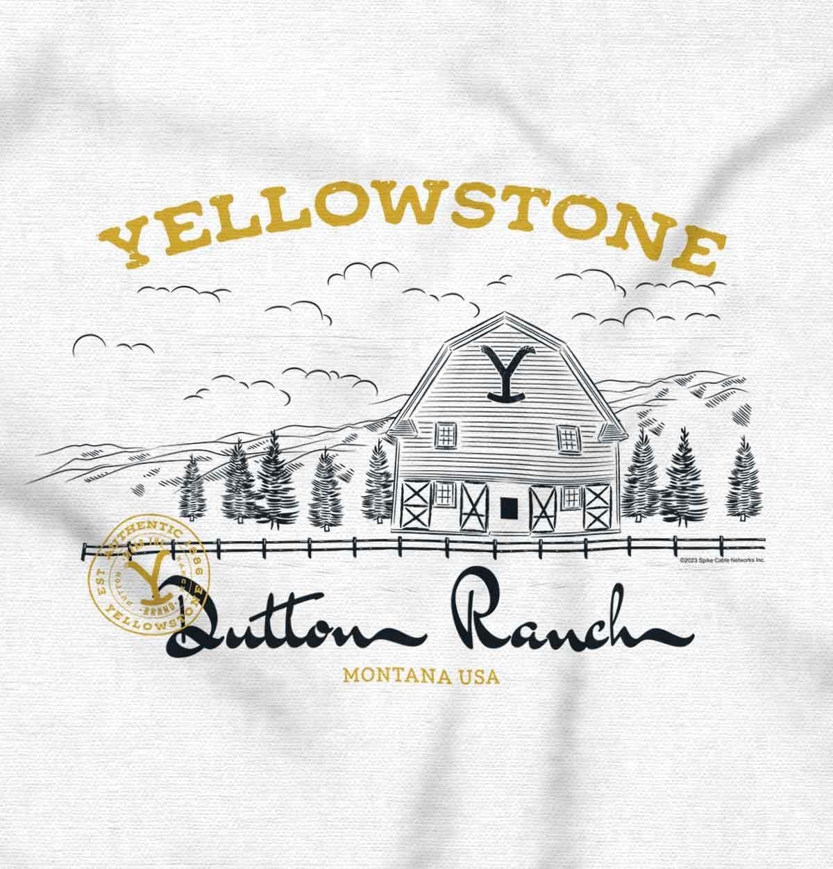imageBrisco Brands Yellowstone Dutton Ranch Y Barn Baby Romper Boys or GirlsWhite