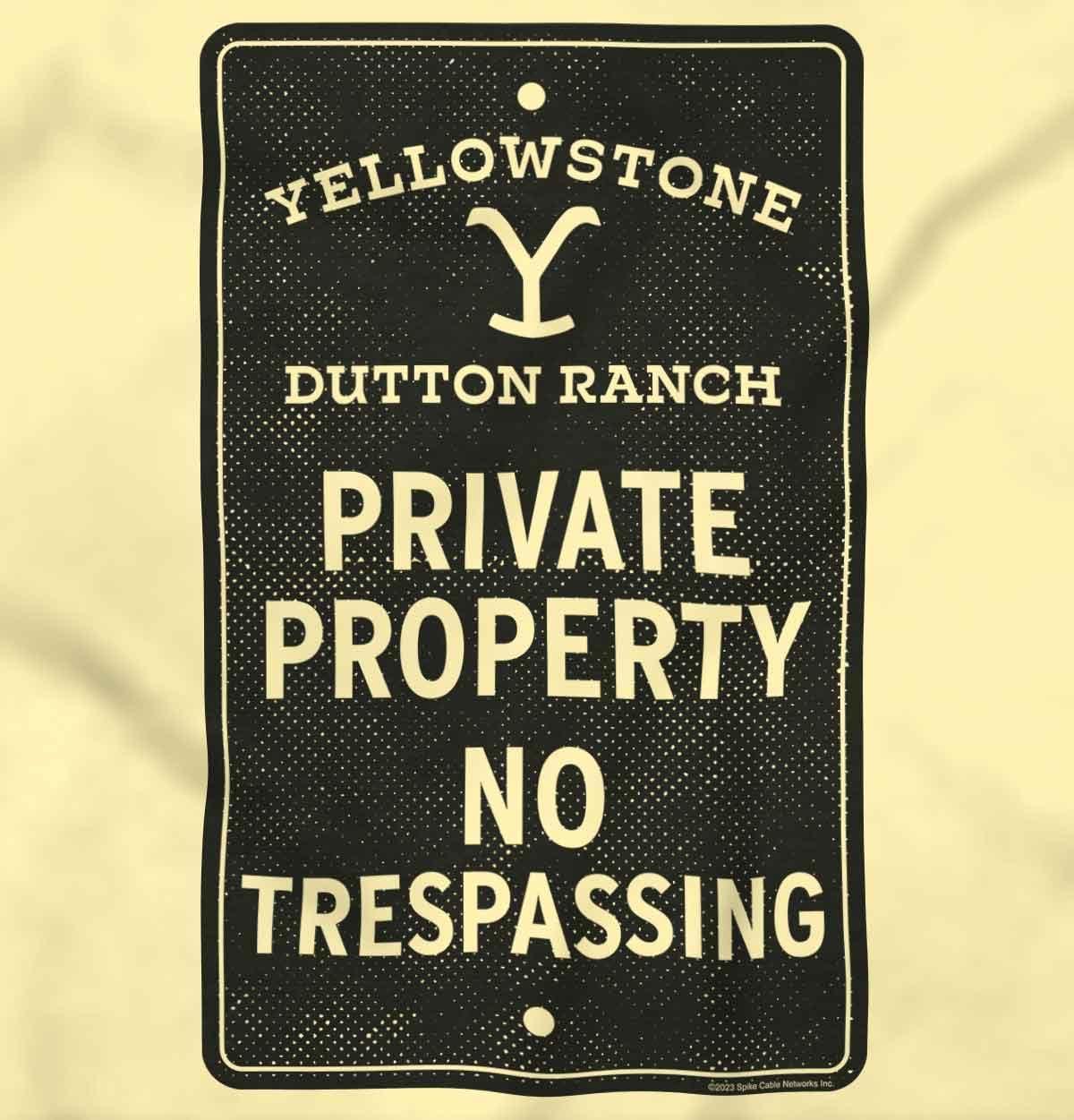imageBrisco Brands Yellowstone Private Property Sign Baby Romper Boys or GirlsBanana