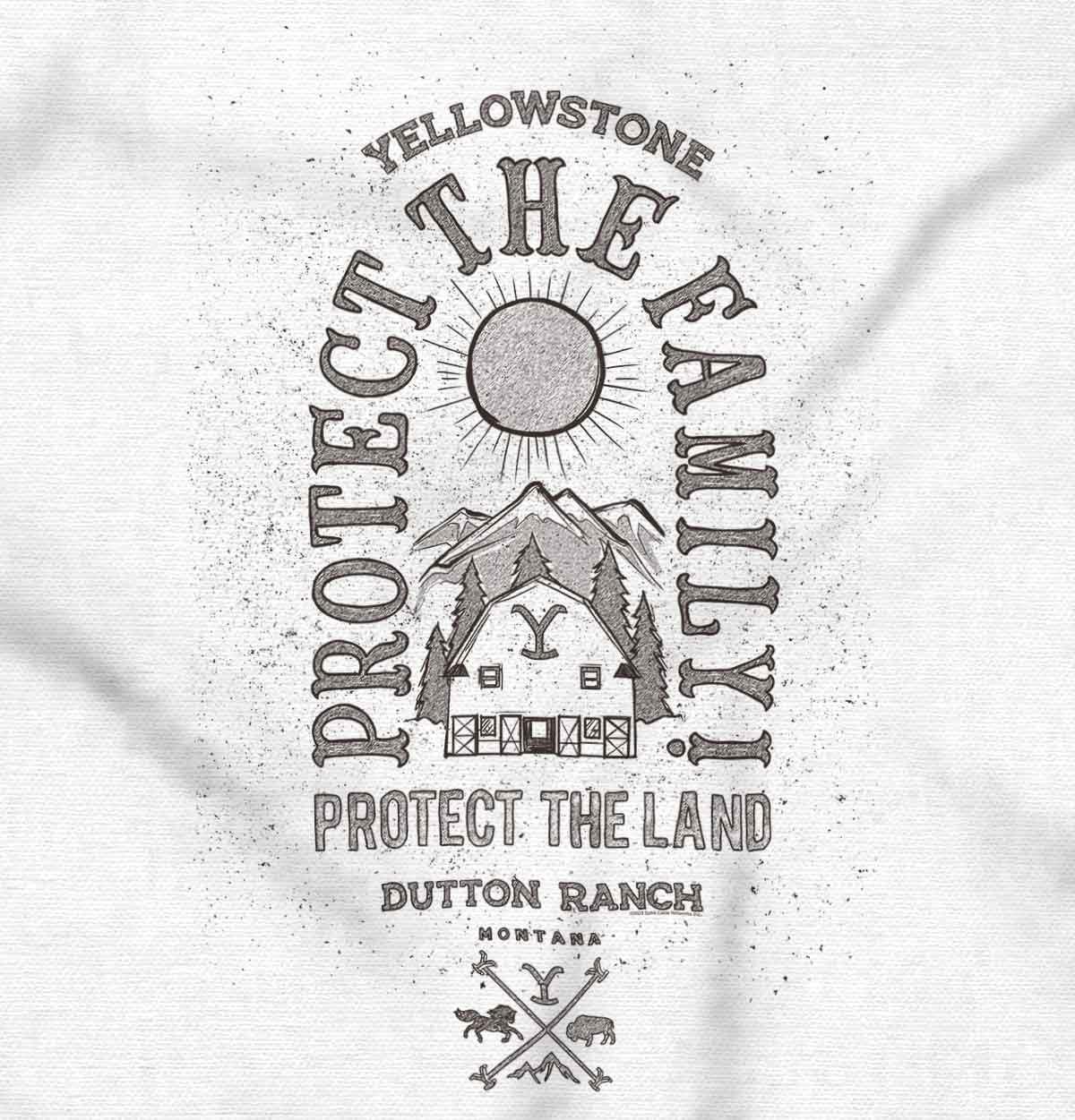 imageBrisco Brands Yellowstone Protect the Family Barn Baby Romper Boys or GirlsWhite