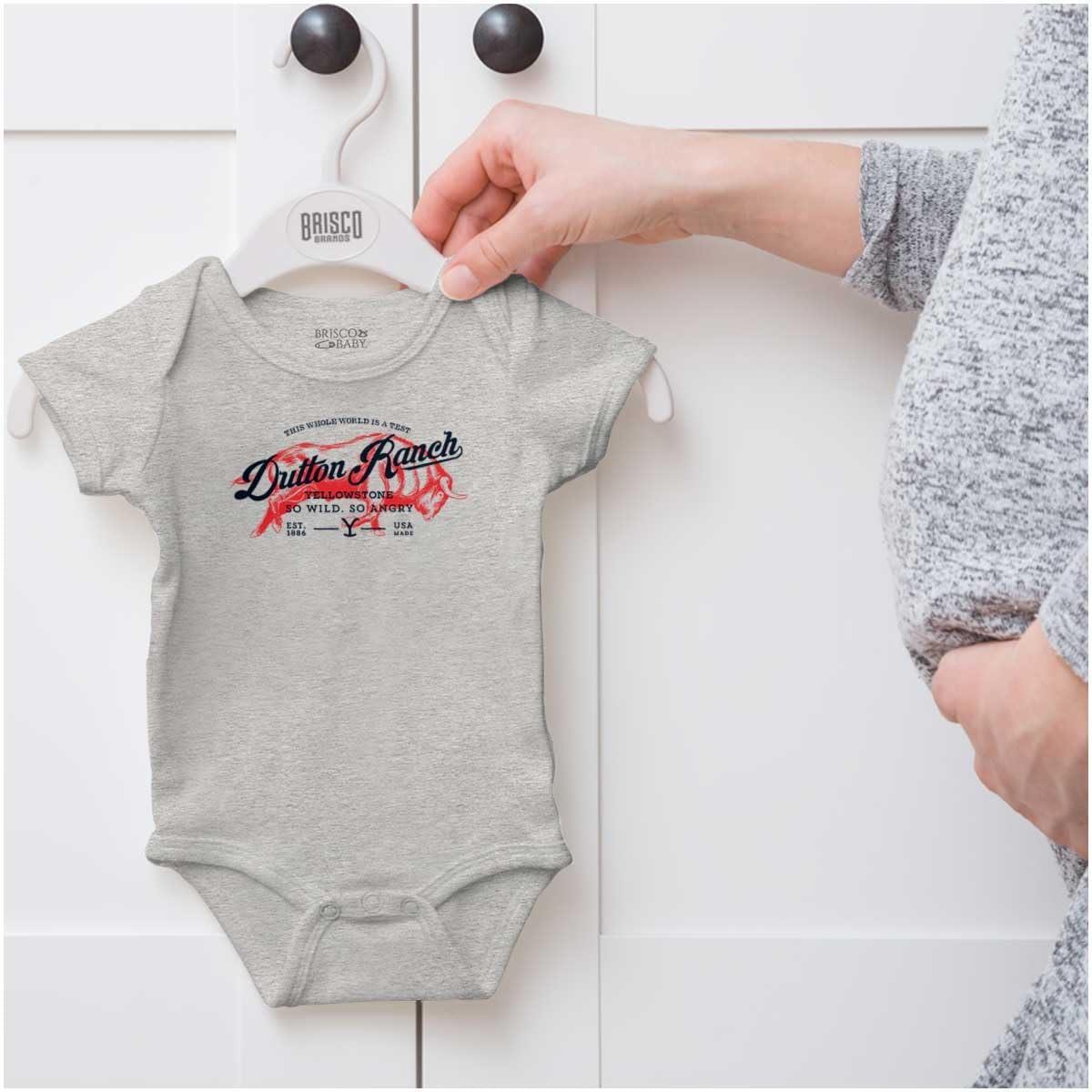 imageBrisco Brands Yellowstone Ranch So Wild So Angry Baby Romper Boys or GirlsHeather