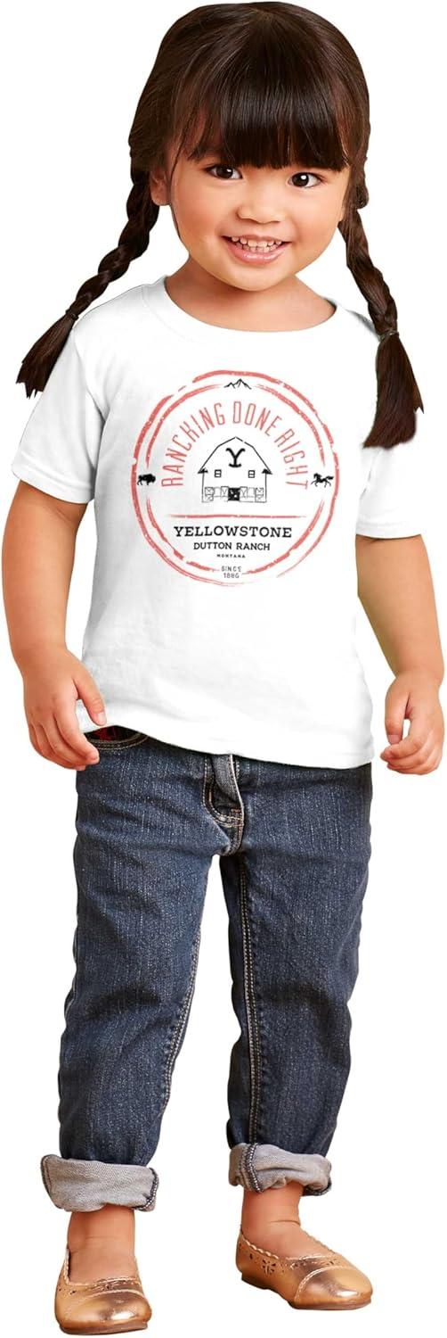 imageBrisco Brands Yellowstone Ranching Done Right Toddler Boy Girl T ShirtWhite