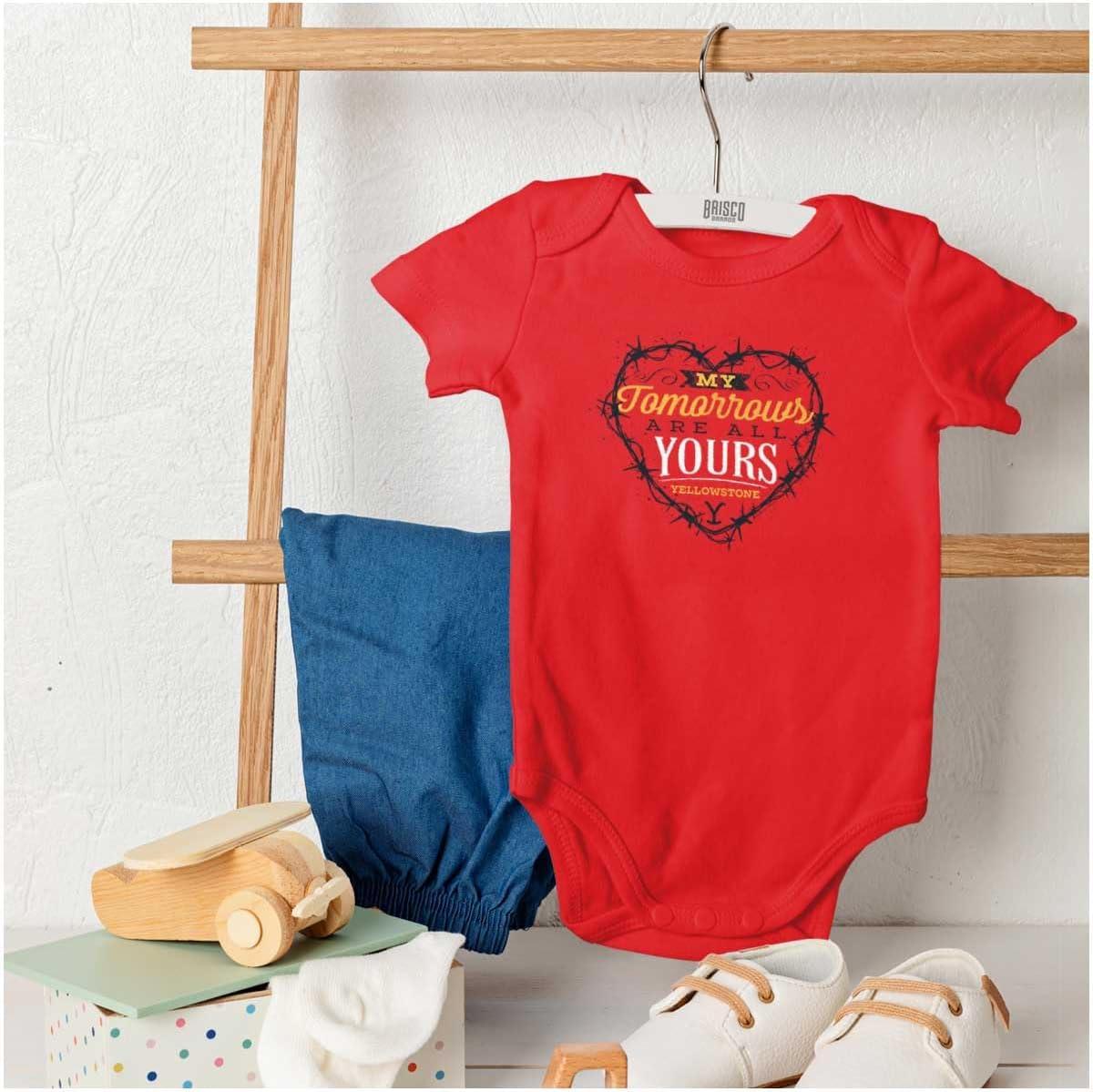 imageBrisco Brands Yellowstone Tomorrows Are All Yours Baby Romper Boys or GirlsRed