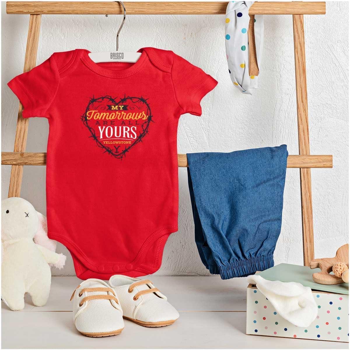 imageBrisco Brands Yellowstone Tomorrows Are All Yours Baby Romper Boys or GirlsRed
