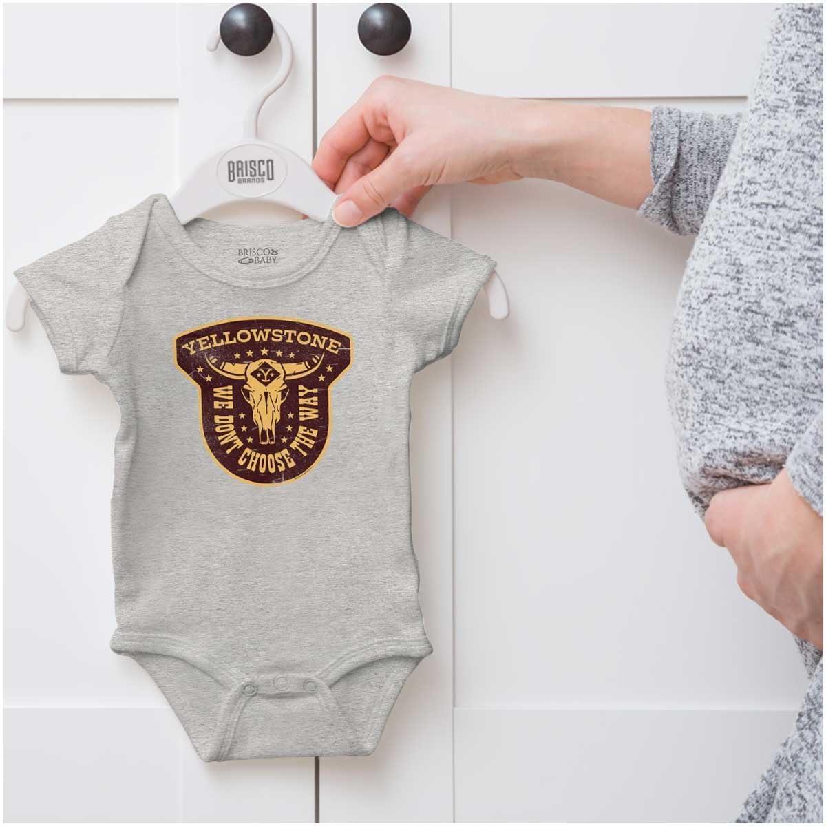 imageBrisco Brands Yellowstone We Dont Choose The Way Baby Romper Boys or GirlsHeather
