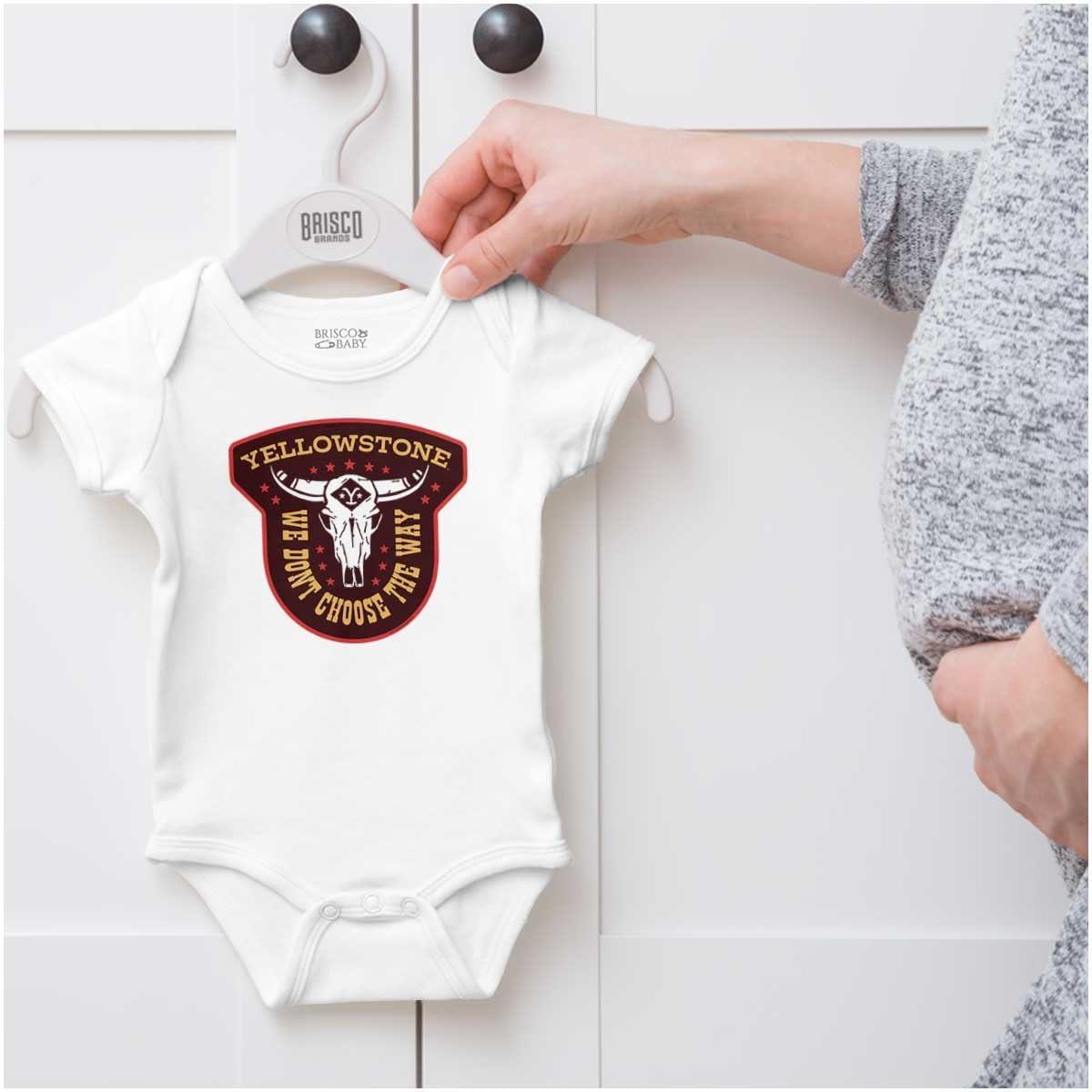 imageBrisco Brands Yellowstone We Dont Choose The Way Baby Romper Boys or GirlsWhite