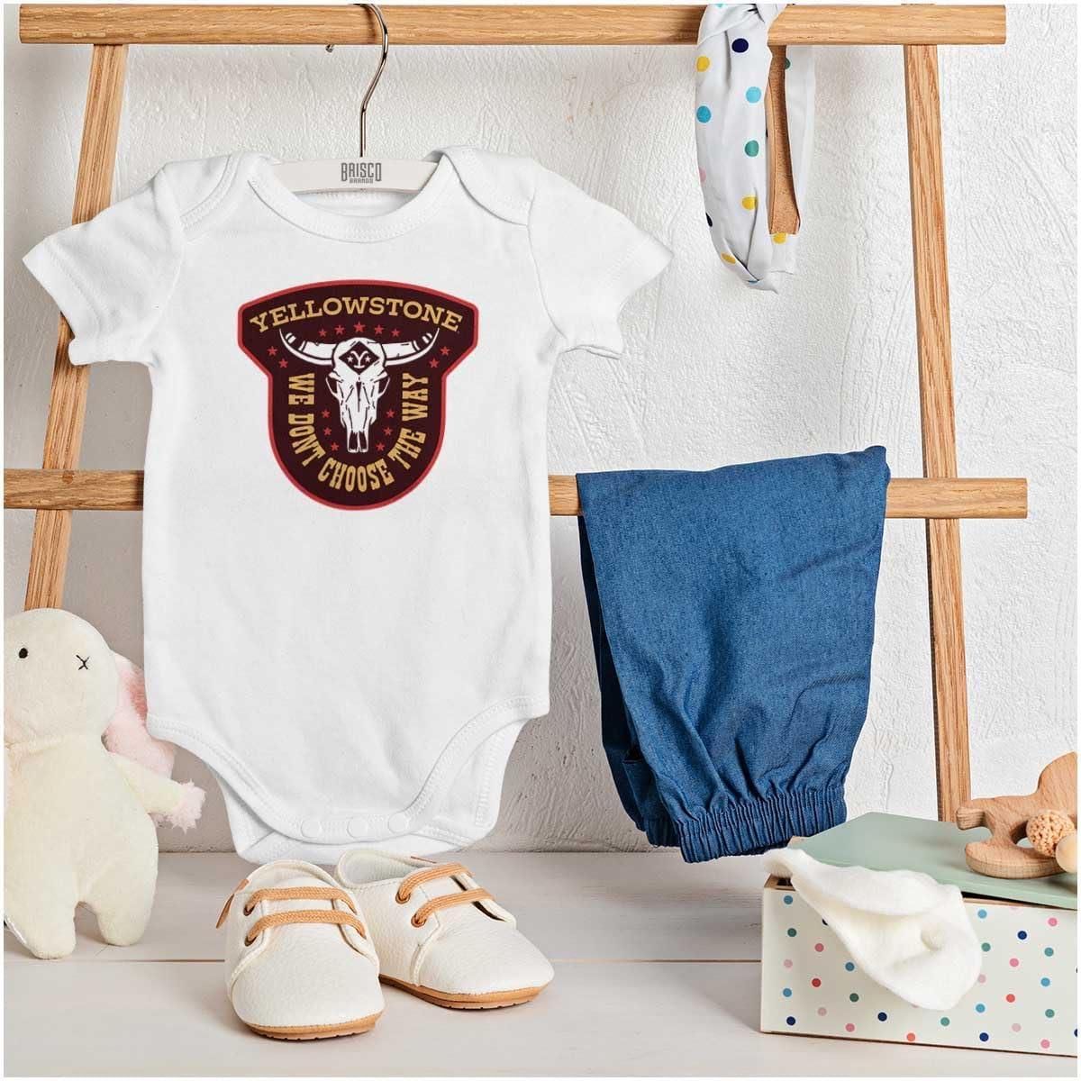 imageBrisco Brands Yellowstone We Dont Choose The Way Baby Romper Boys or GirlsWhite