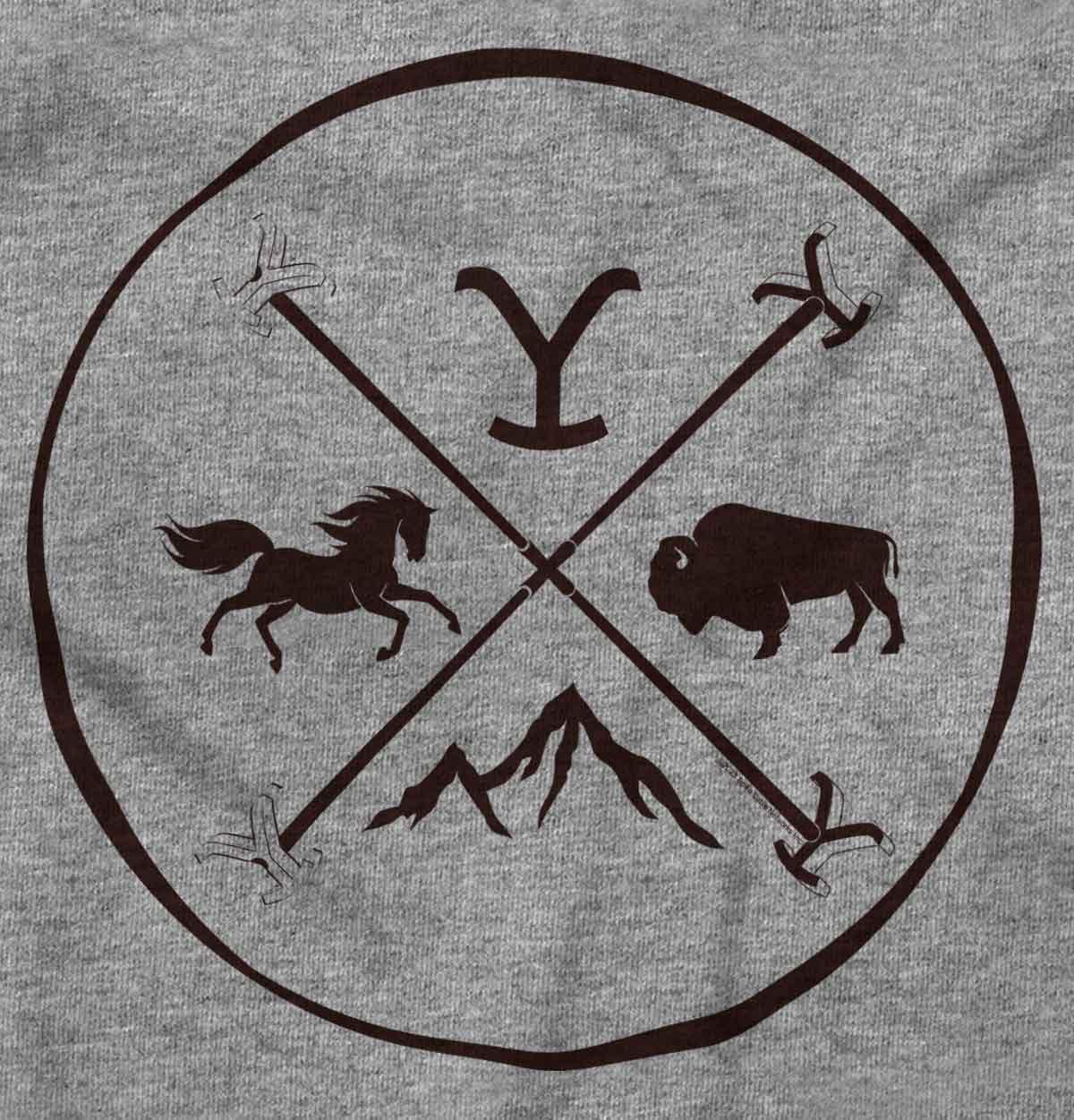 imageBrisco Brands Yellowstone Y Horse Buffalo Mountain Baby Romper Boys or GirlsHeather