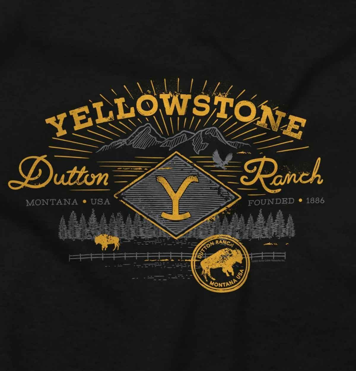 imageWomens Maternity Yellowstone Dutton Ranch Y Mountains T Shirt TeeBlack