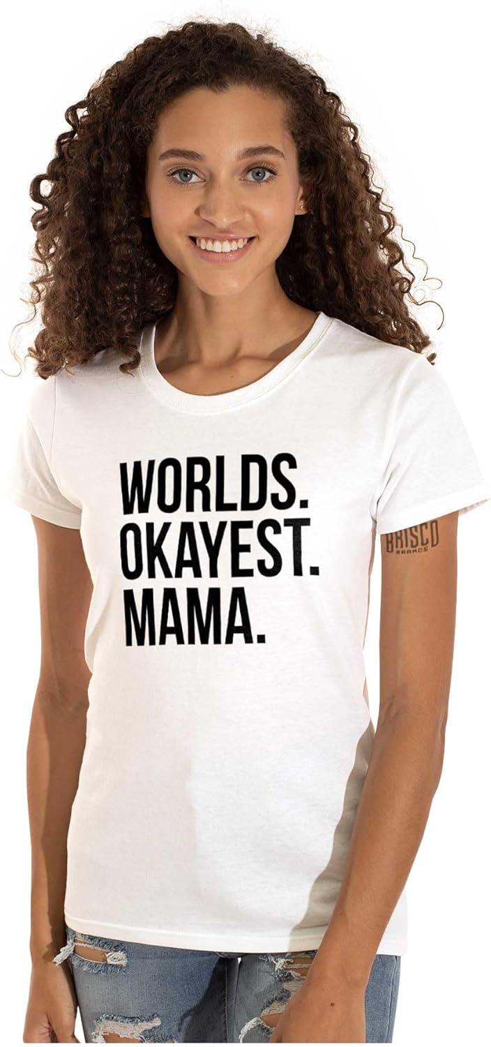 imageWorlds Okayest Mama Mothers Day Mom Womens Slim Fit Graphic TeeWhite