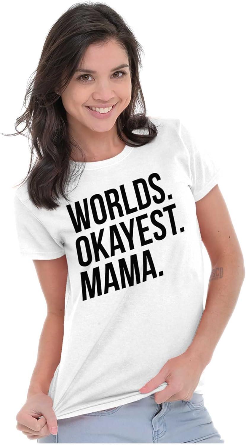imageWorlds Okayest Mama Mothers Day Mom Womens Slim Fit Graphic TeeWhite