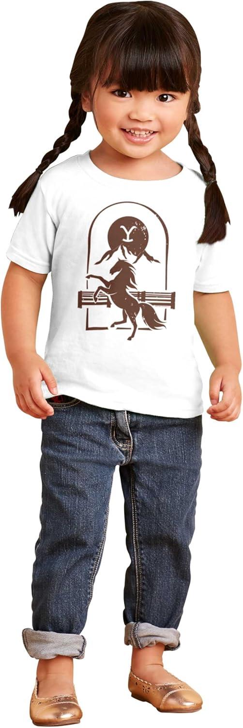 imageYellowstone Y Dutton Ranch Horse Toddler Boy Girl T ShirtWhite