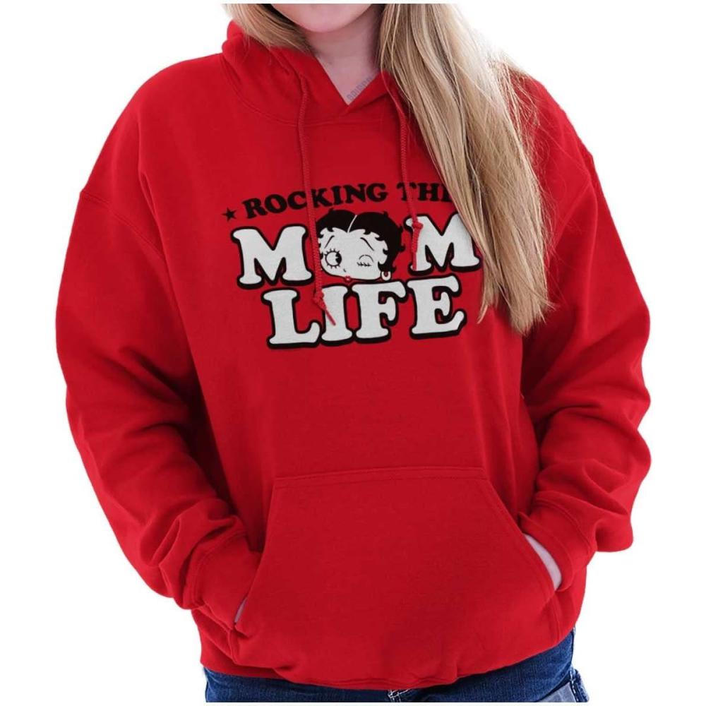 imageBrisco Brands Betty Boop Rocking The Mom Life Hoodie Sweatshirt WomenRed