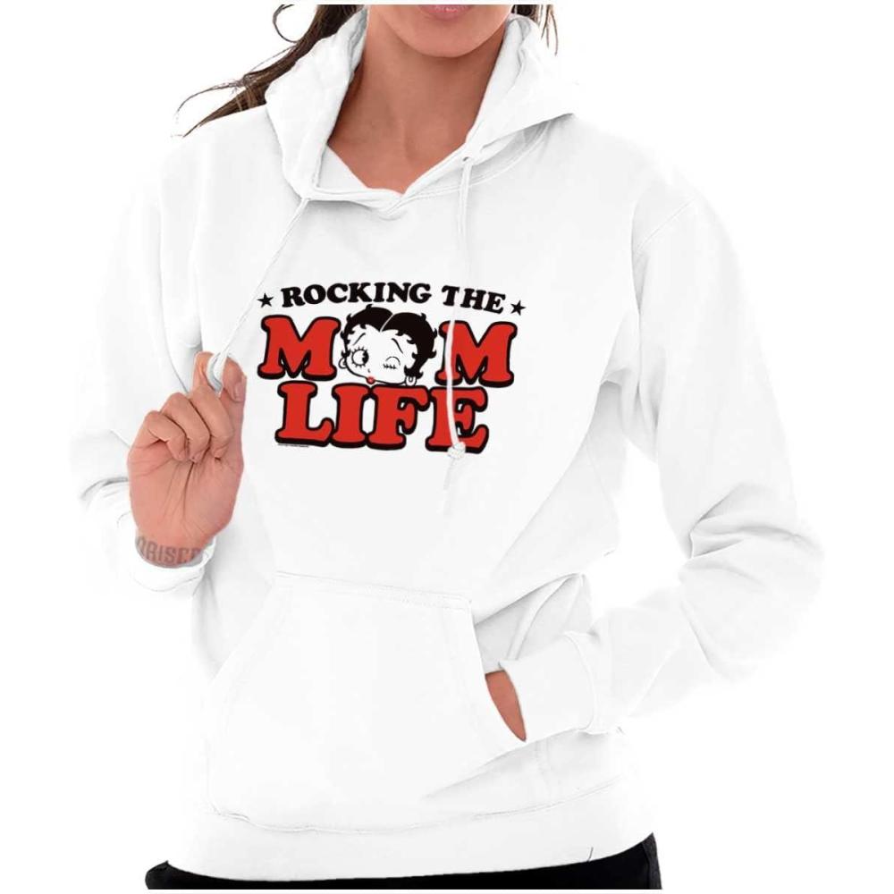 imageBrisco Brands Betty Boop Rocking The Mom Life Hoodie Sweatshirt WomenWhite