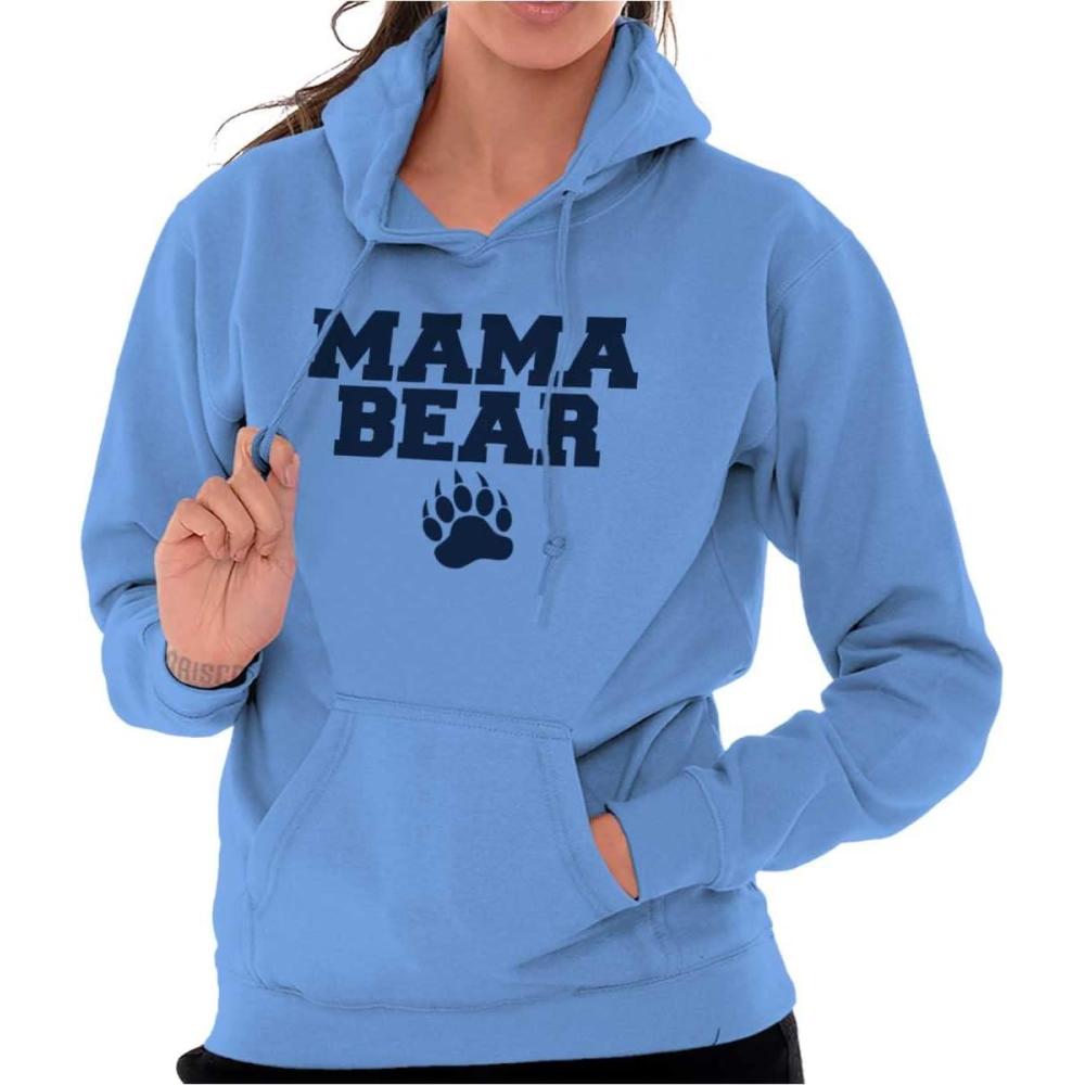 imageBrisco Brands Mama Bear Paw Print Cute Mothers Day Hoodie Sweatshirt WomenCarolina Blue
