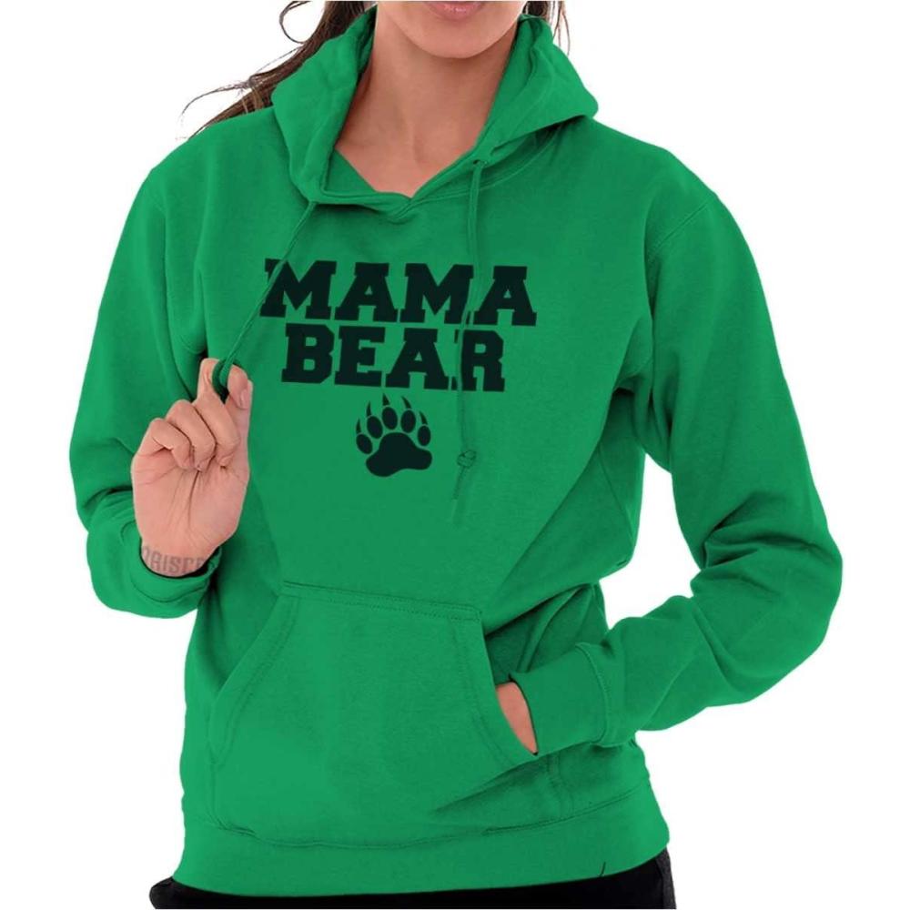 imageBrisco Brands Mama Bear Paw Print Cute Mothers Day Hoodie Sweatshirt WomenIrish Green