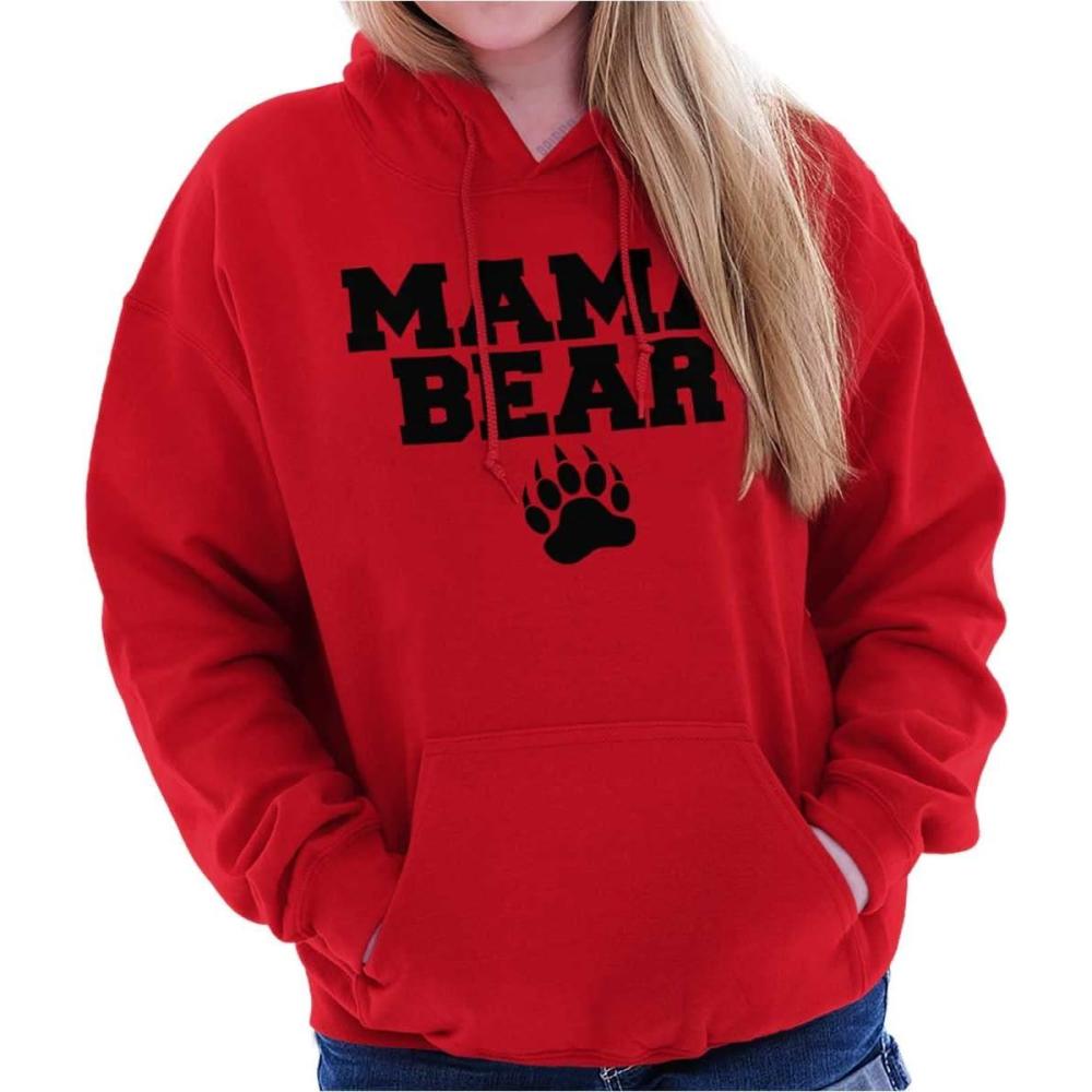 imageBrisco Brands Mama Bear Paw Print Cute Mothers Day Hoodie Sweatshirt WomenRed