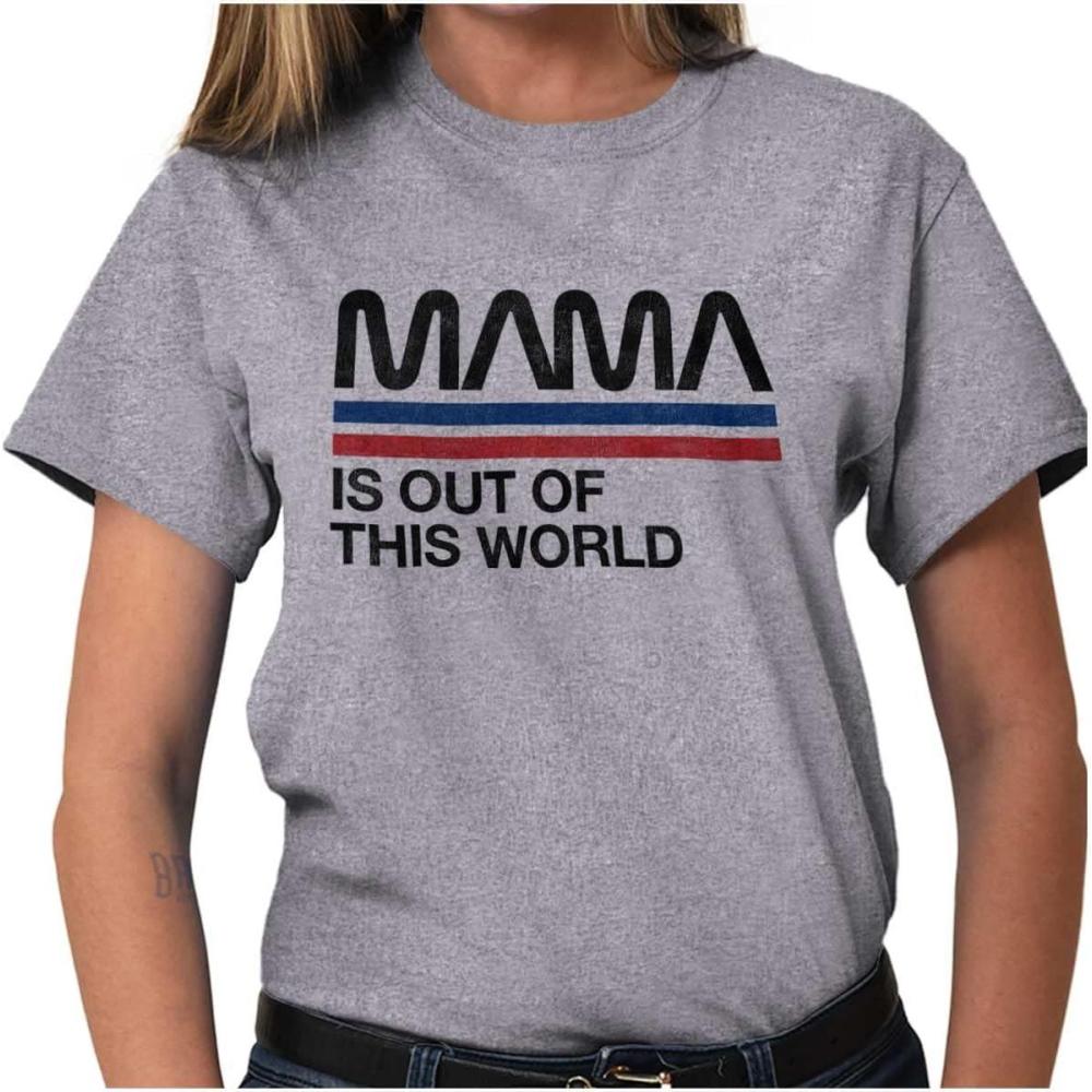 imageBrisco Brands Mama is Out of This World Space Joke Womens Graphic T Shirt TeesSport Grey