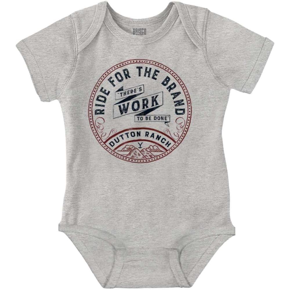 imageBrisco Brands Y Yellowstone Ranch Work To Be Done Baby Romper Boys or GirlsHeather
