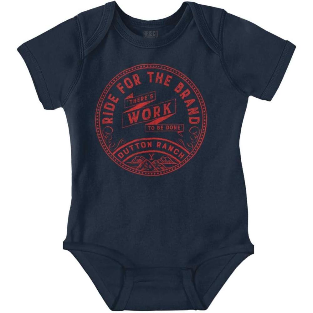 imageBrisco Brands Y Yellowstone Ranch Work To Be Done Baby Romper Boys or GirlsNavy