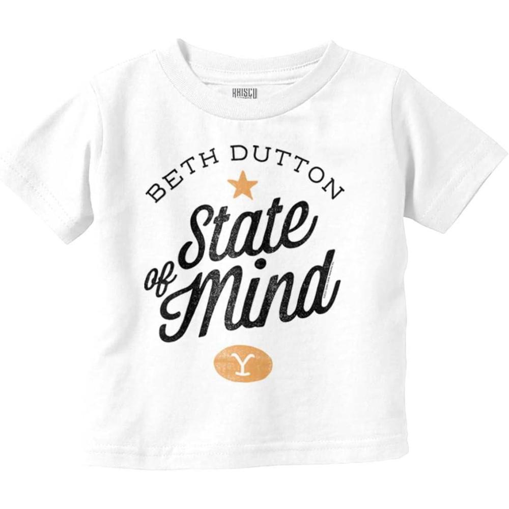 imageBrisco Brands Yellowstone Beth Dutton State of Mind Toddler Boy Girl T ShirtWhite