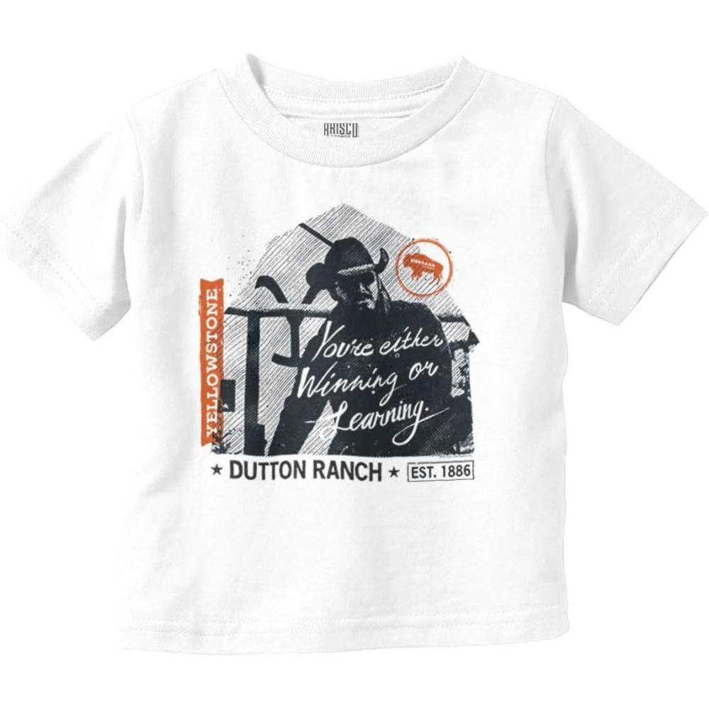 imageBrisco Brands Yellowstone Cowboy Winning or Losing Toddler Boy Girl T ShirtWhite
