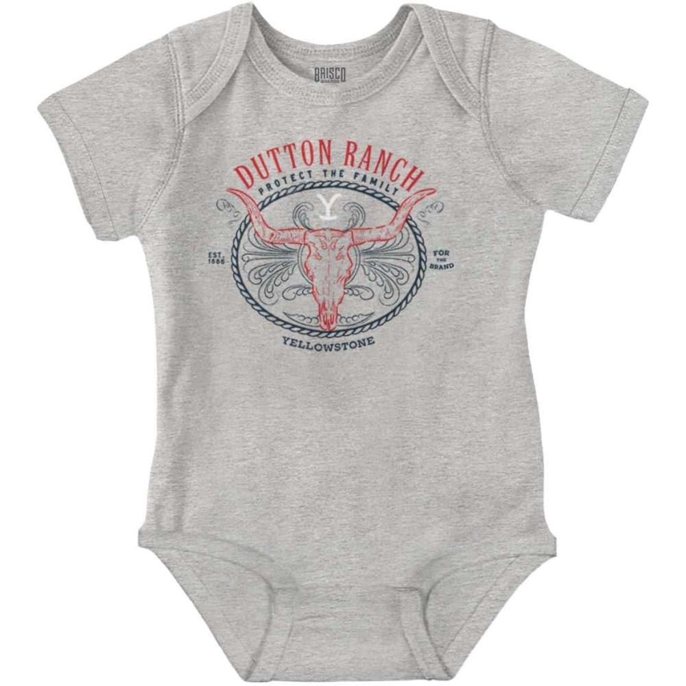 imageBrisco Brands Yellowstone Dutton Ranch Y Bull Baby Romper Boys or GirlsHeather