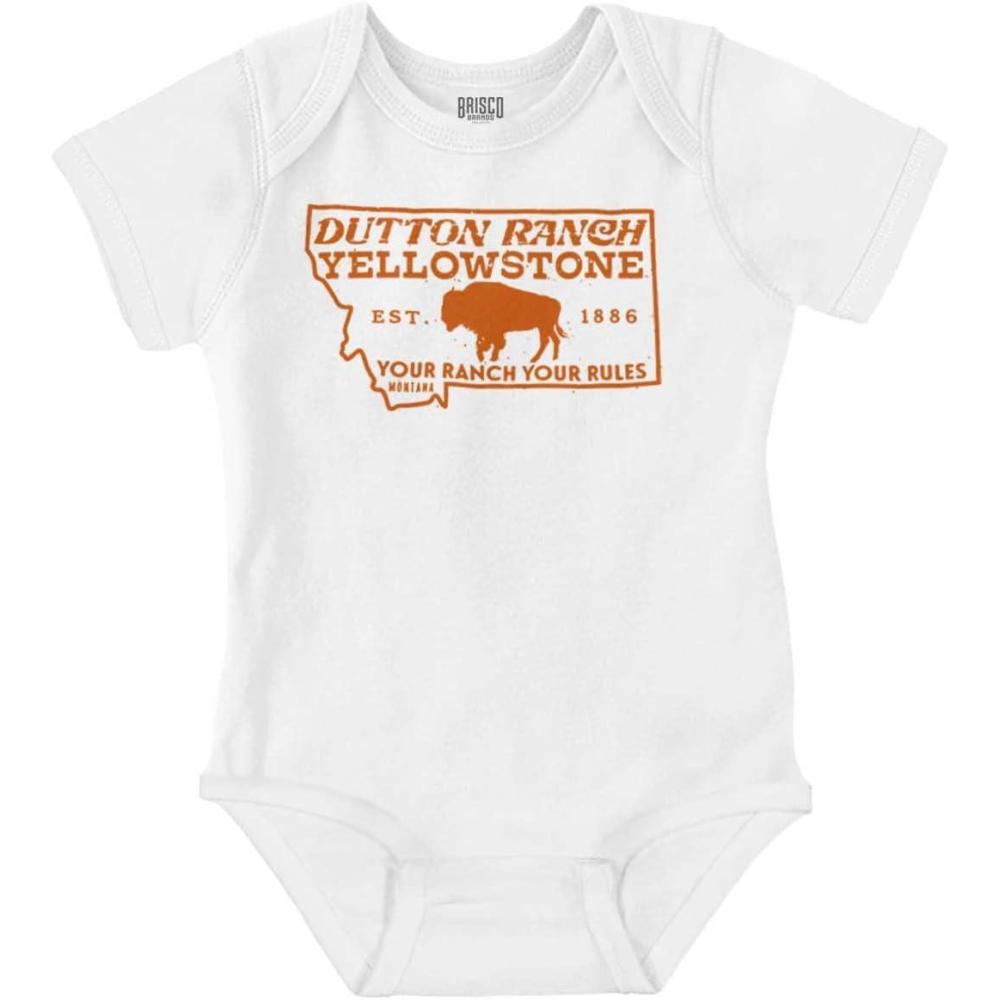 imageBrisco Brands Yellowstone Montana State Ranch Baby Romper Boys or GirlsWhite