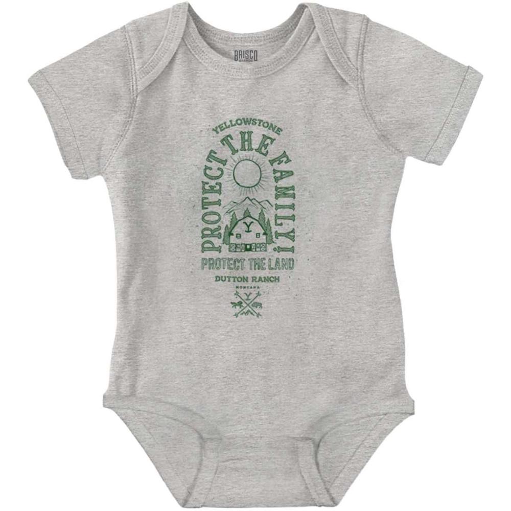 imageBrisco Brands Yellowstone Protect the Family Barn Baby Romper Boys or GirlsHeather