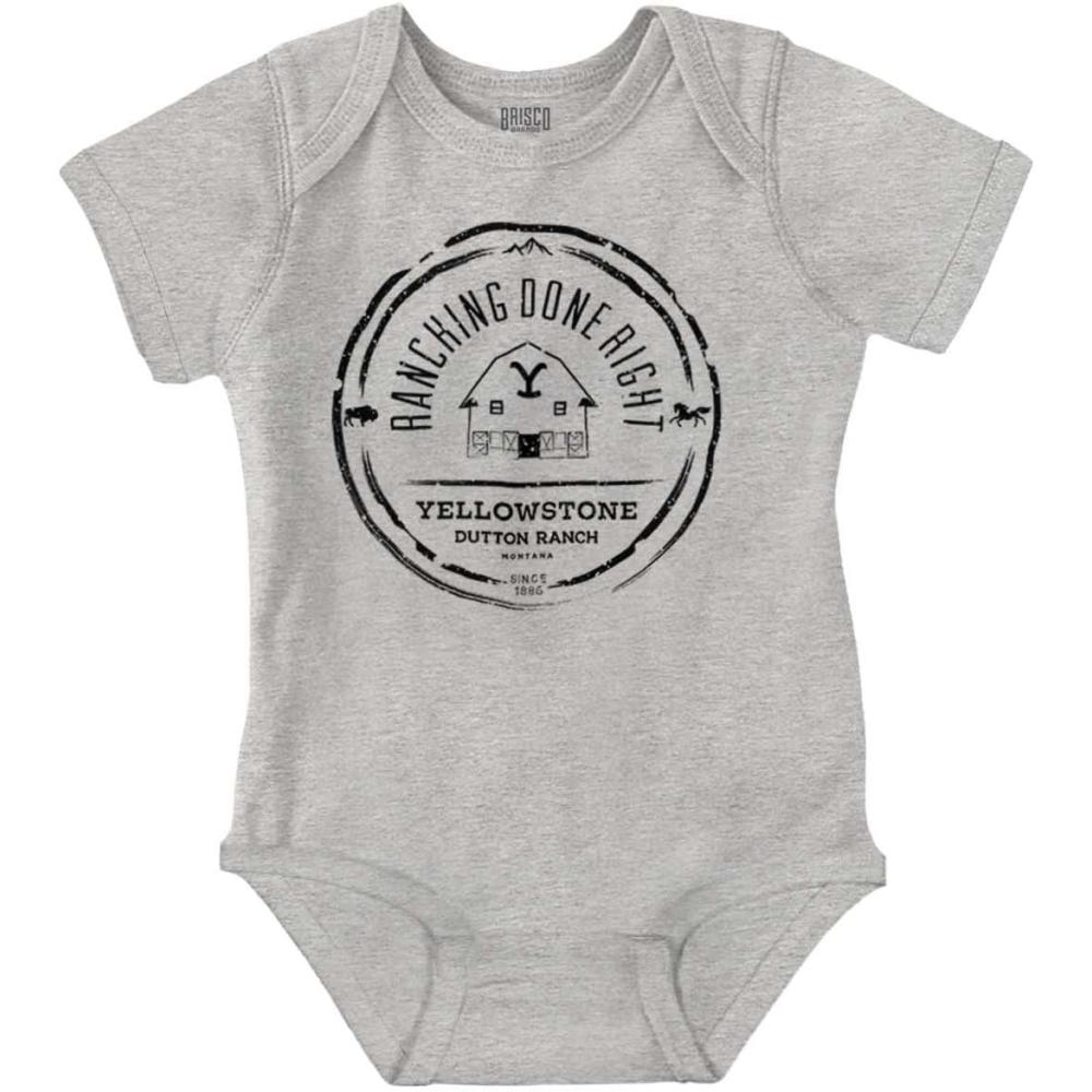 imageBrisco Brands Yellowstone Ranching Done Right Baby Romper Boys or GirlsHeather