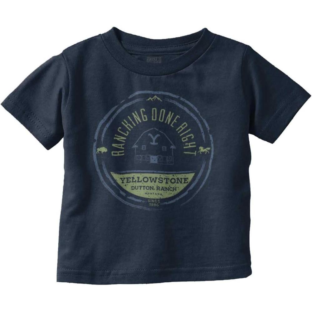 imageBrisco Brands Yellowstone Ranching Done Right Toddler Boy Girl T ShirtNavy