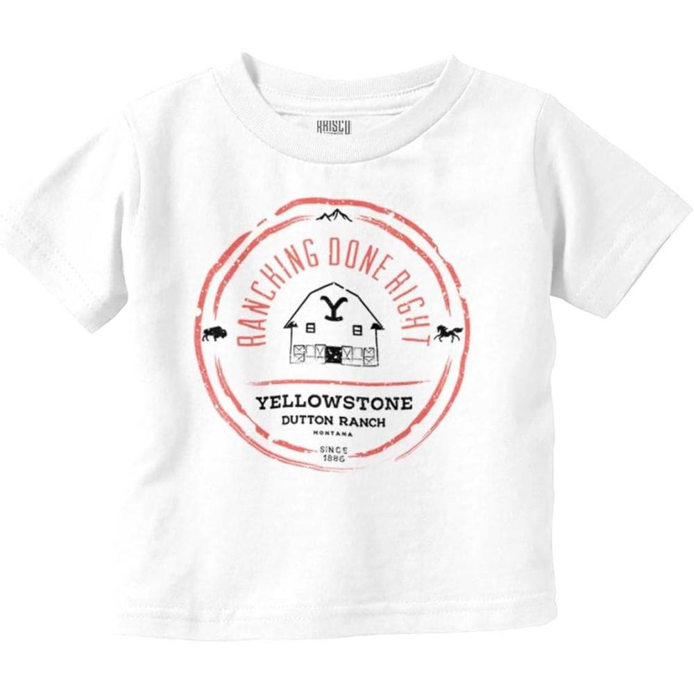 imageBrisco Brands Yellowstone Ranching Done Right Toddler Boy Girl T ShirtWhite