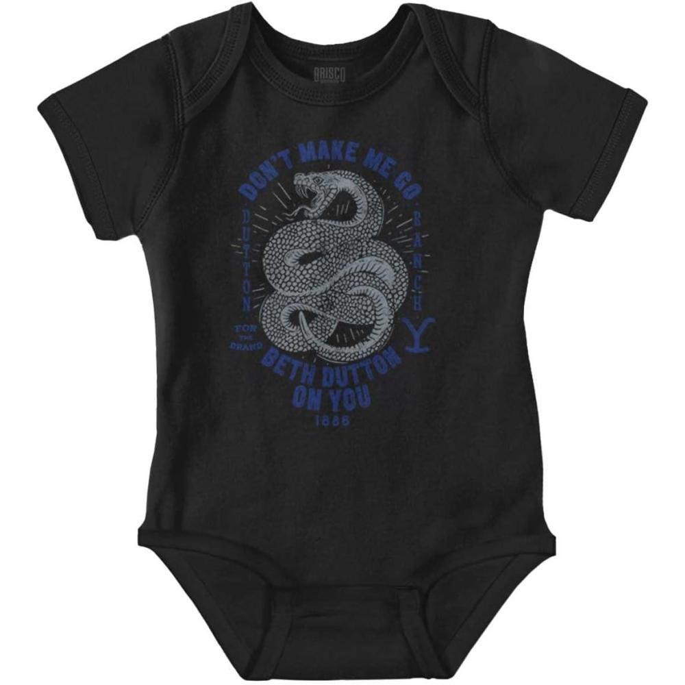 imageBrisco Brands Yellowstone Snake Beth Dutton On You Baby Romper Boys or GirlsBlack