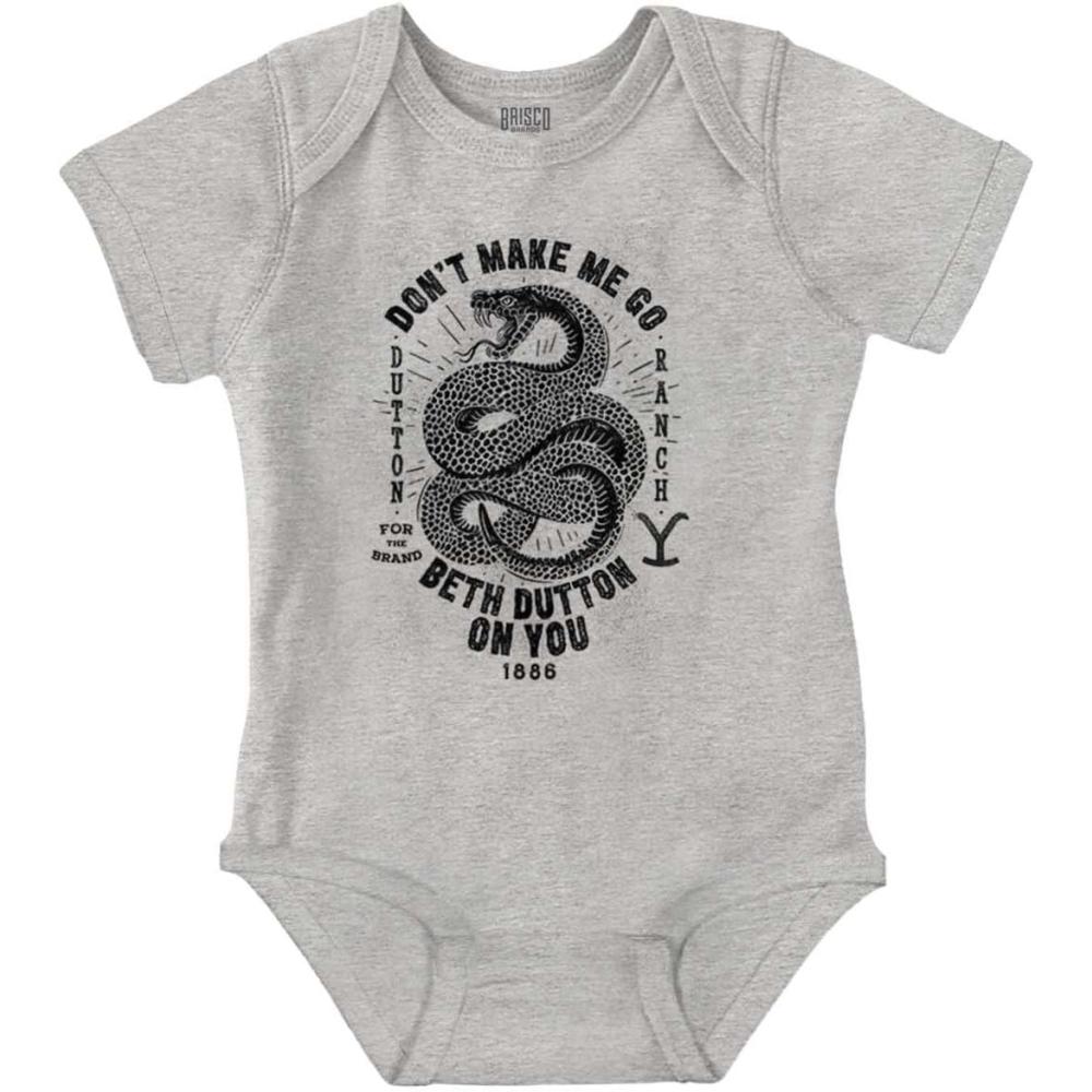 imageBrisco Brands Yellowstone Snake Beth Dutton On You Baby Romper Boys or GirlsHeather