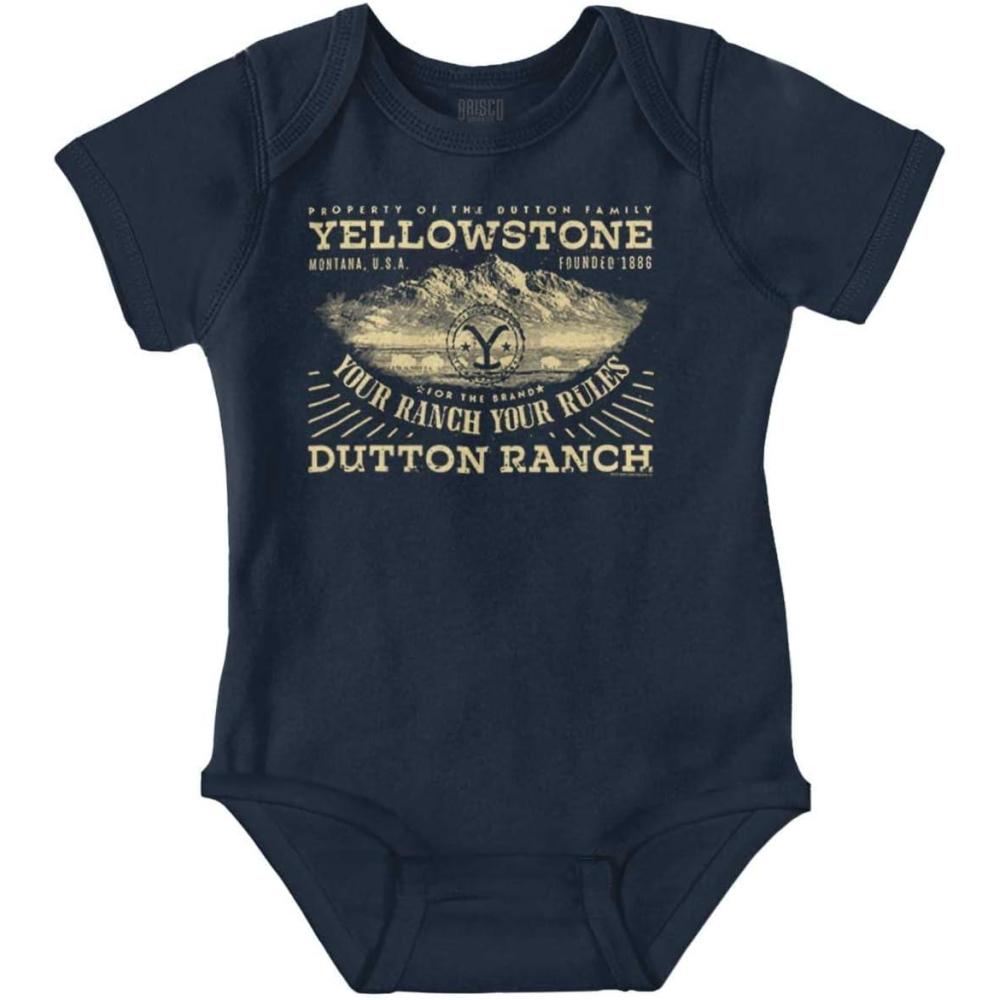 imageBrisco Brands Yellowstone Your Ranch Your Rules Baby Romper Boys or GirlsNavy