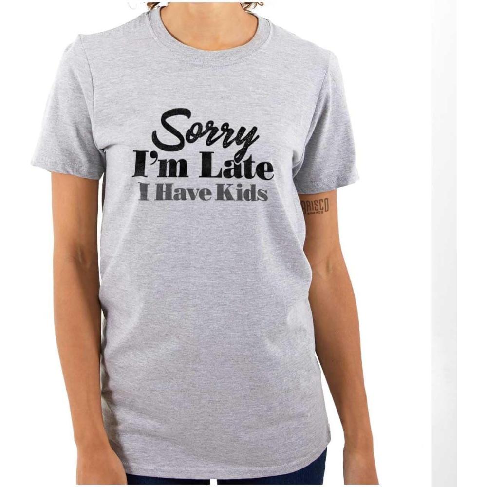 imageSorry Im Late I Have Kids Funny Mom Womens Graphic T Shirt TeesSport Grey