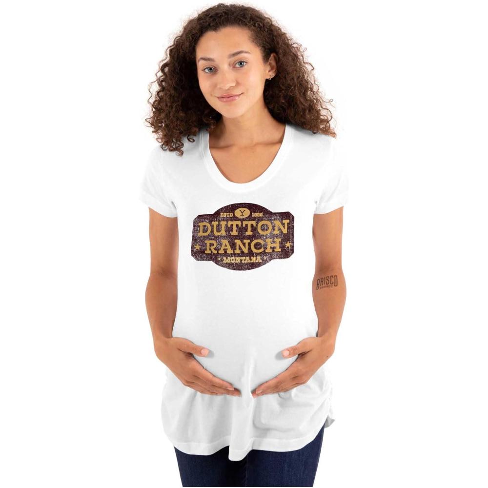 imageWomens Maternity Yellowstone Dutton Ranch Montana Sign T Shirt Tee
