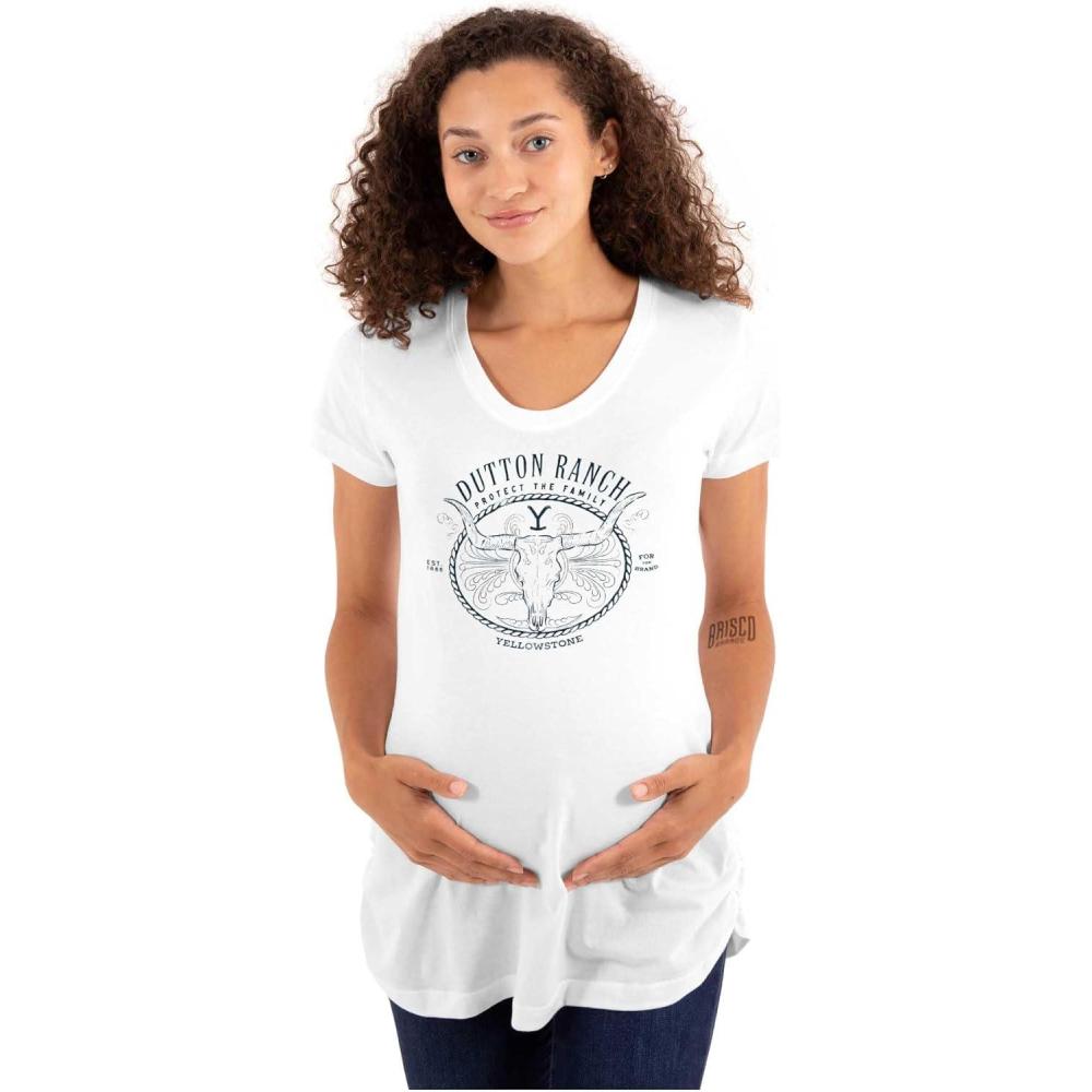 imageWomens Maternity Yellowstone Dutton Ranch Y Bull T Shirt Tee