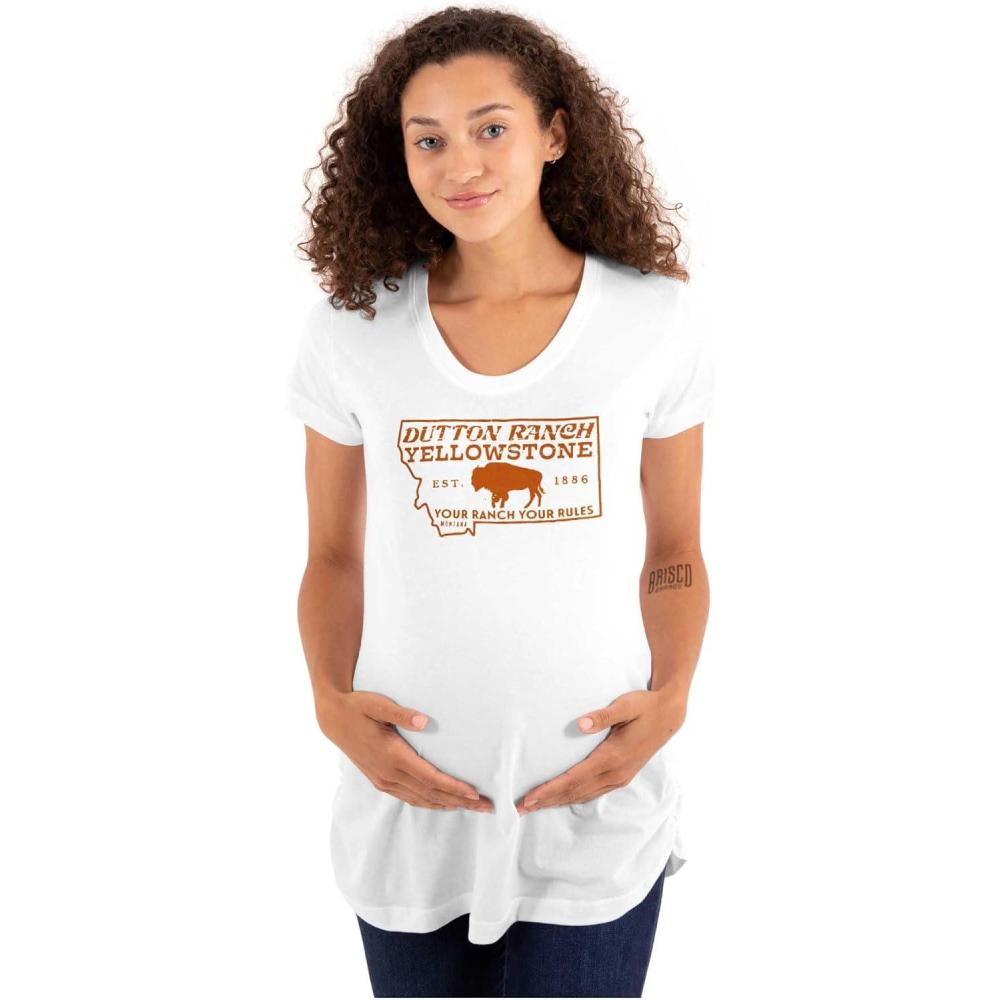 imageWomens Maternity Yellowstone Montana State Ranch T Shirt Tee