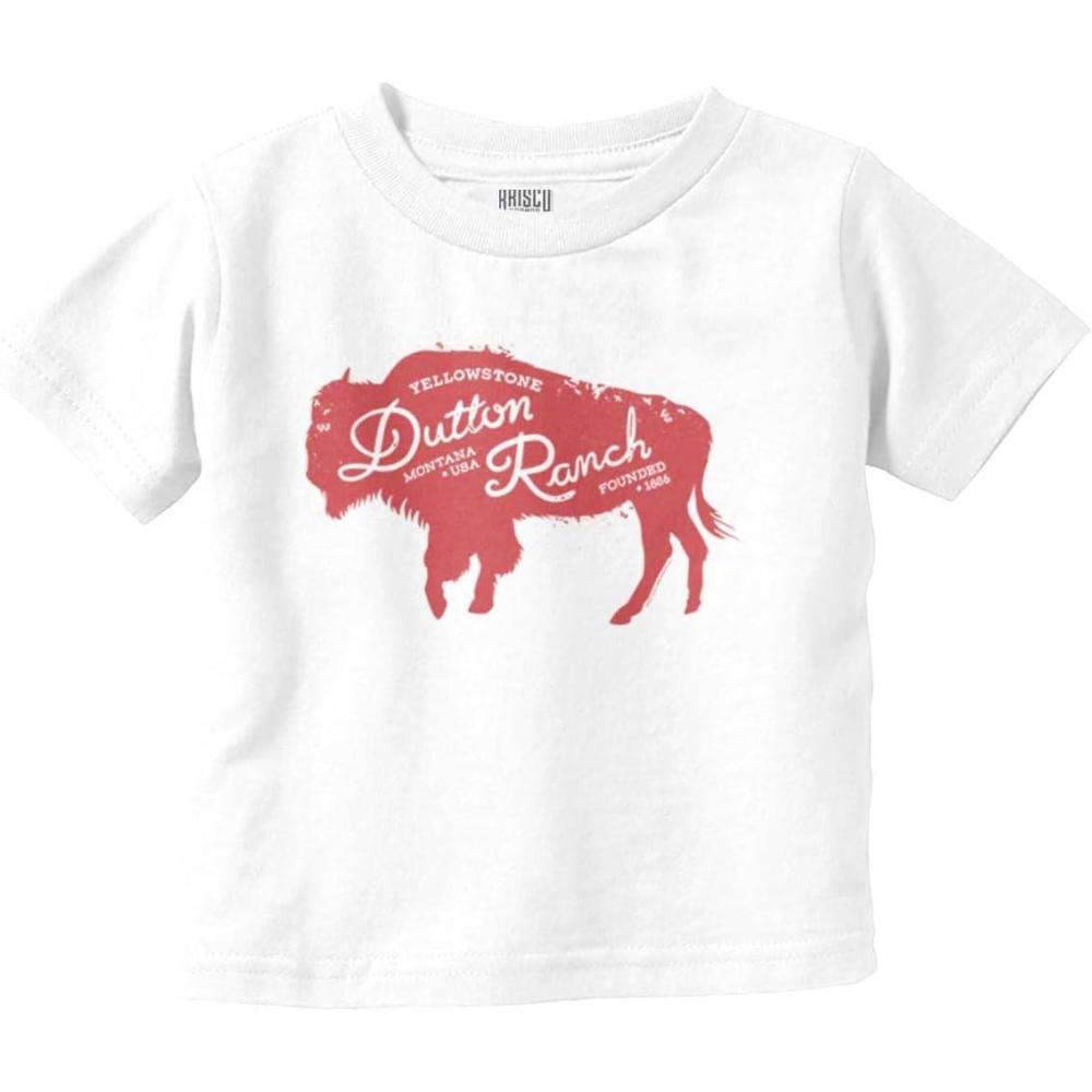 imageYellowstone Dutton Ranch Buffalo Toddler Boy Girl T ShirtWhite