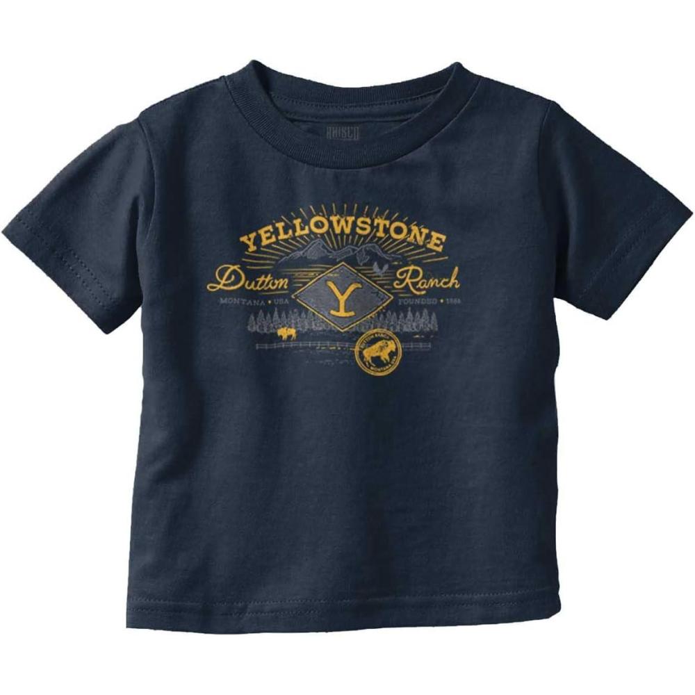 imageYellowstone Dutton Ranch Y Mountains Toddler Boy Girl T ShirtNavy
