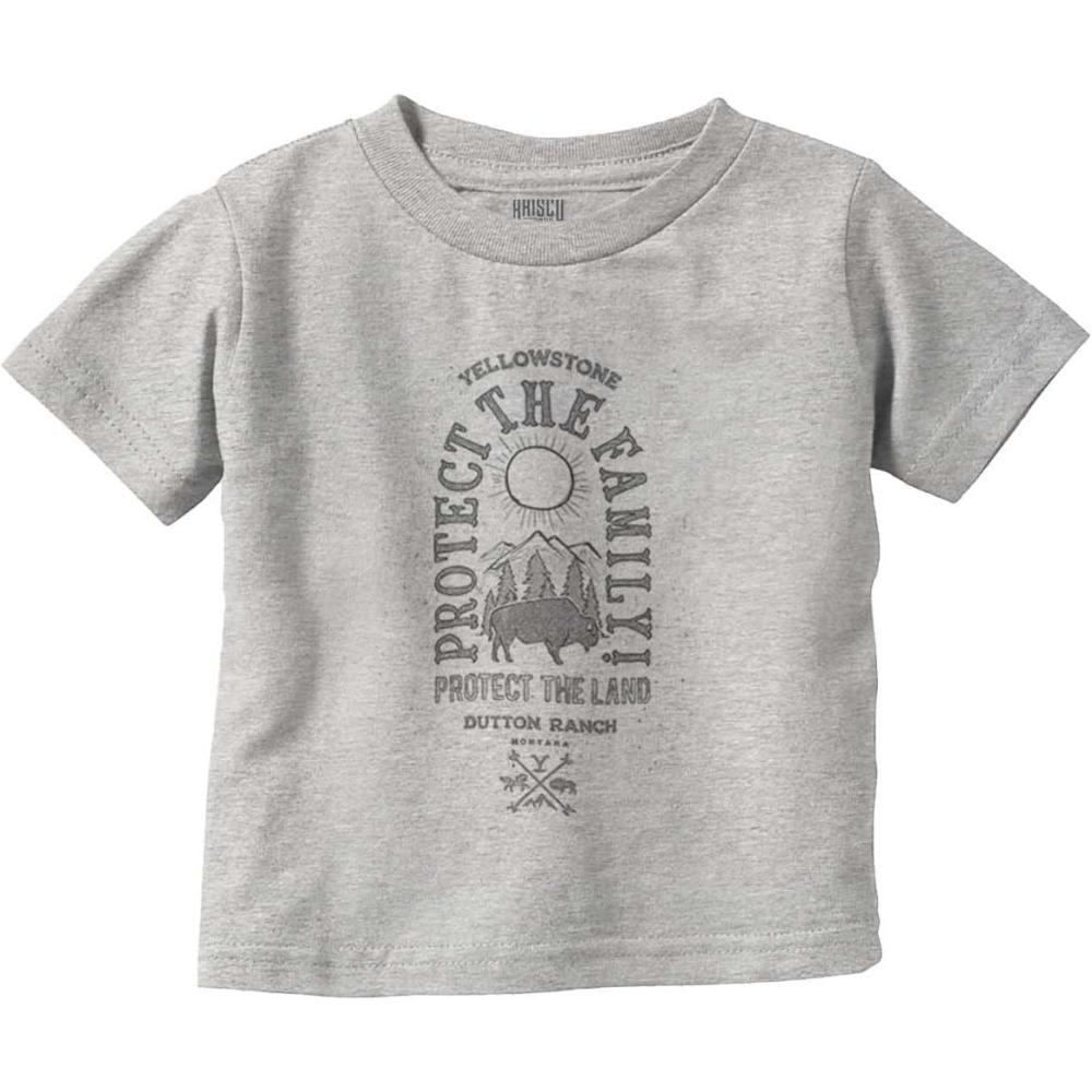 imageYellowstone Protect The Land Buffalo Toddler Boy Girl T ShirtHeather