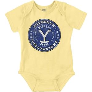Brisco Brands Authentic Yellowstone Ranch Y Brand Baby Romper Boys or Girls(Banana)