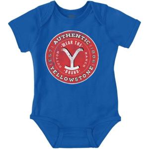 Brisco Brands Authentic Yellowstone Ranch Y Brand Baby Romper Boys or Girls(Royal)