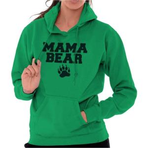 Brisco Brands Mama Bear Paw Print Cute Mothers Day Hoodie Sweatshirt Women(Irish Green)